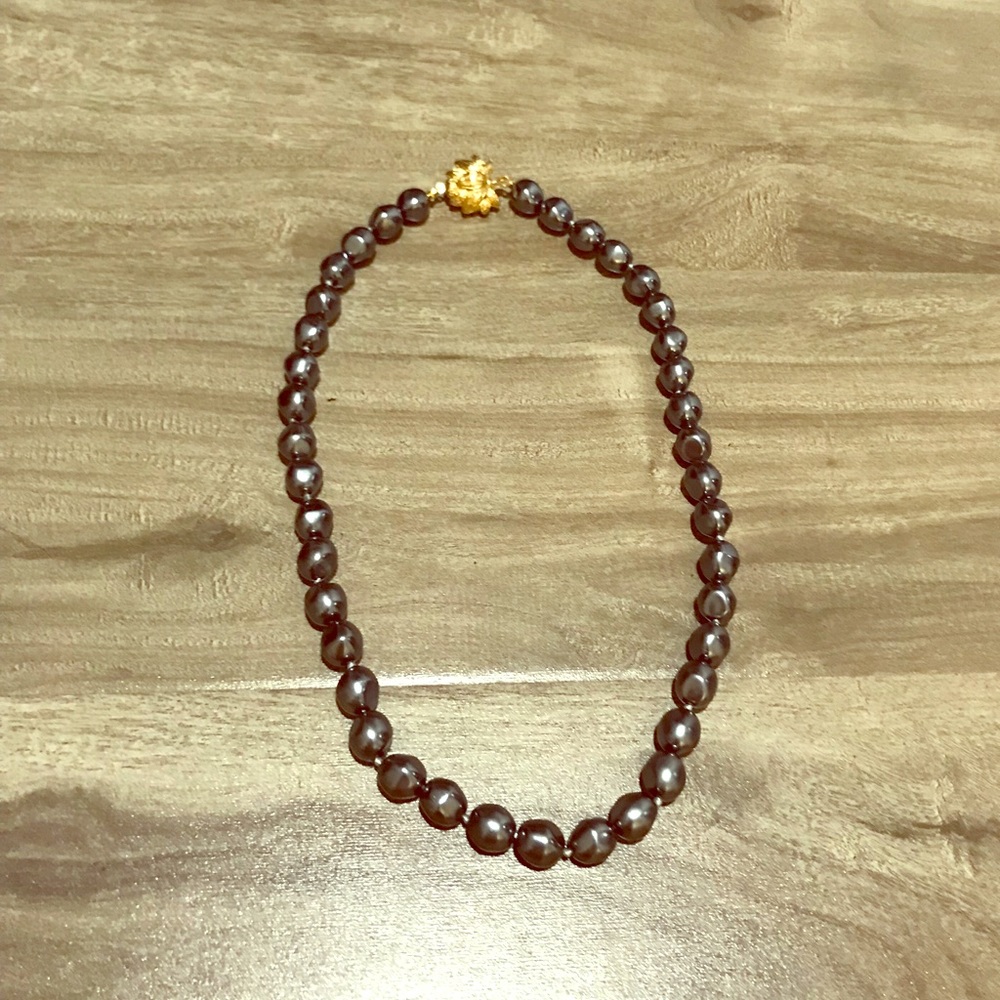 Metallic Blue Necklace with Gold Fastner